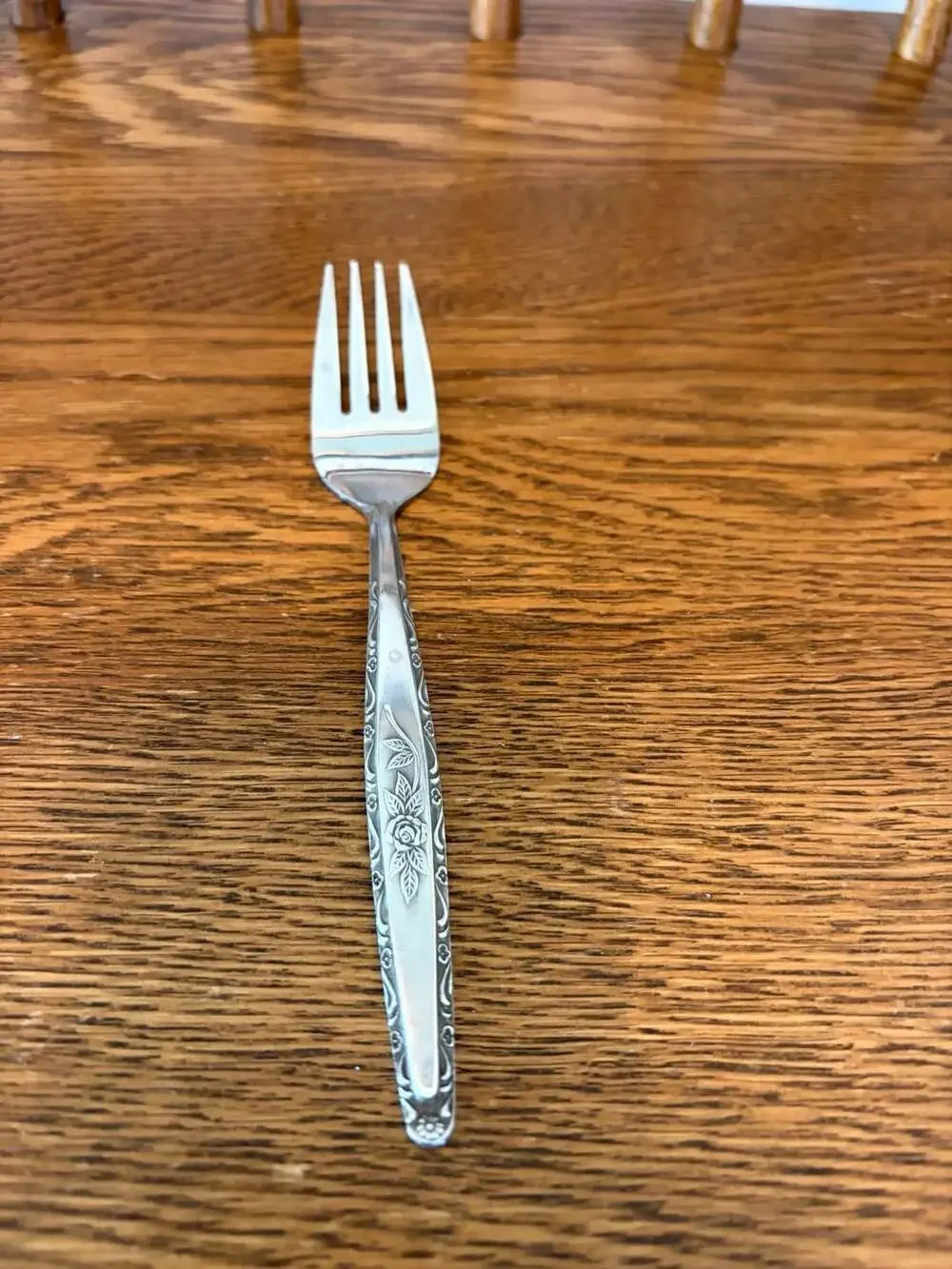 T&N Japan Stainless Steel Floral Pattern Salad Fork